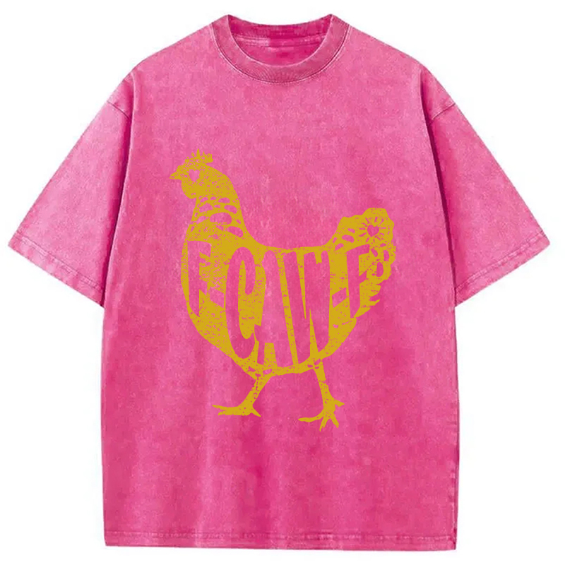 Modecanvas F-CAW-F Hen Funny Chicken Washed T-Shirt