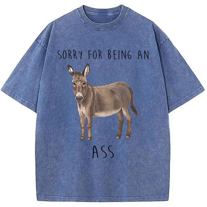 Modecanvas Funny Donkey Meme Washed T-Shirt