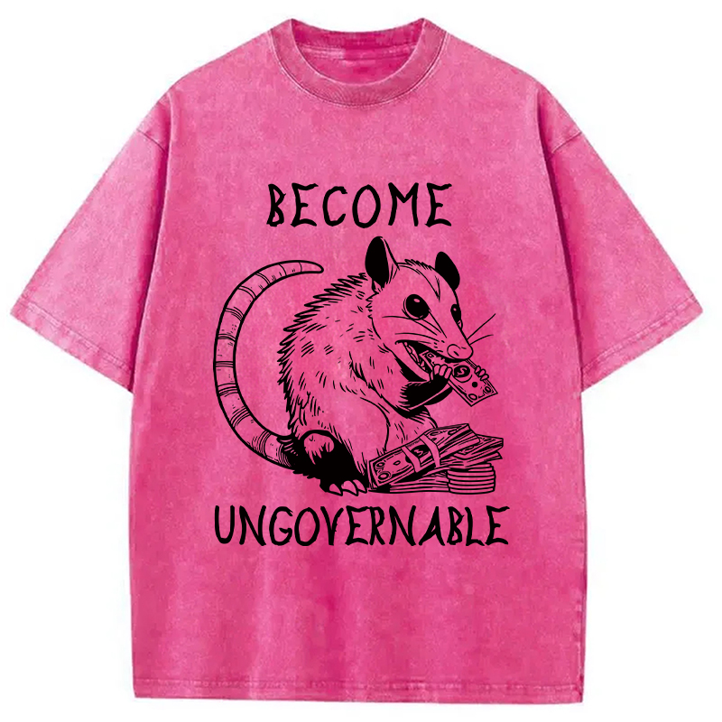 Modecanvas Become Ungovernable Opossum Washed T-Shirt