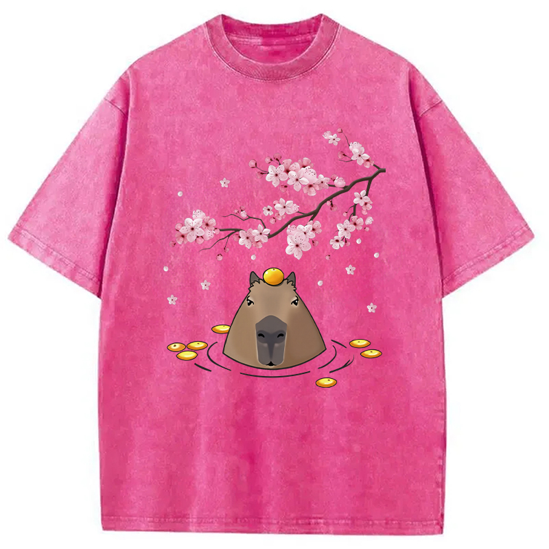 Modecanvas Sakura Cherry Blossom Japanese Washed T-Shirt