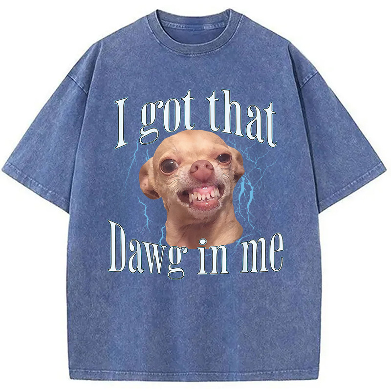 Modecanvas Chihuahua Funny Meme Washed T-Shirt-modecanvas