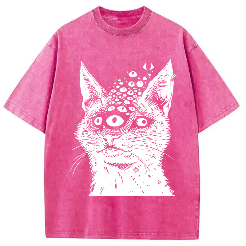Modecanvas Weirdcore Cat Washed T-Shirt