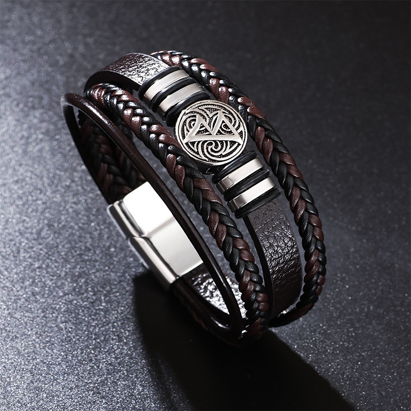 Modecanvas Multi-layered Braided Leather Bracelet-modecanvas