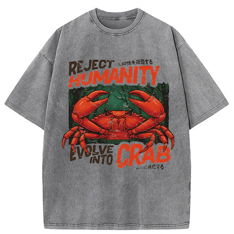 Modecanvas Horror Crab DTG Printing Washed T-Shirt