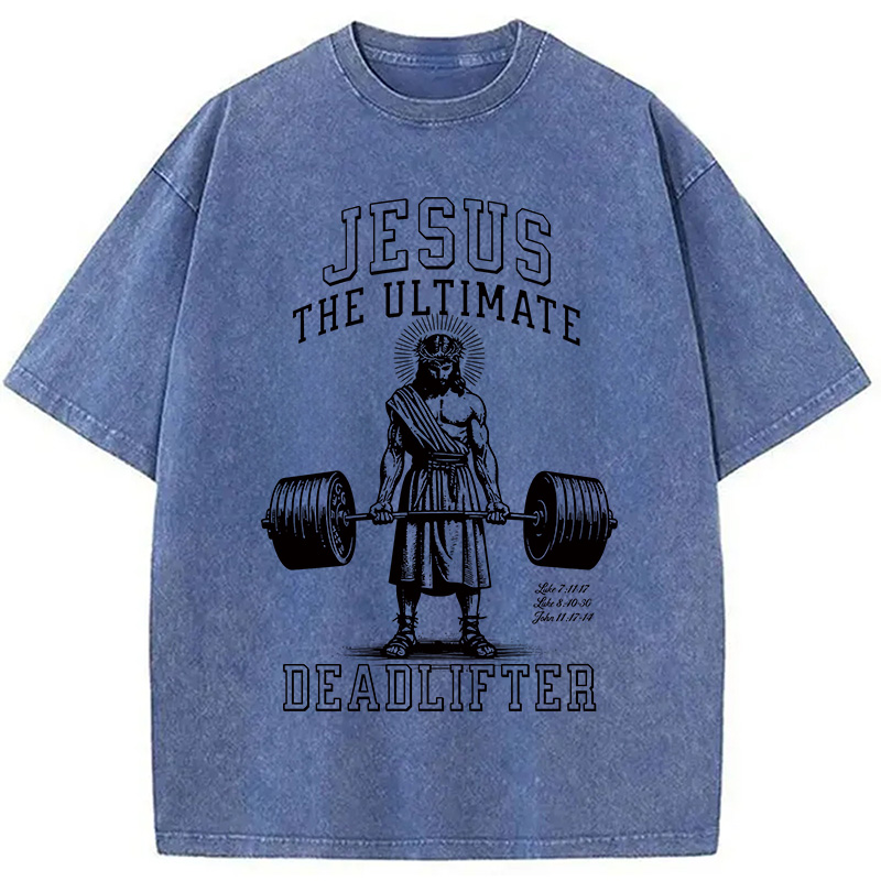 Modecanvas Jesus The Ultimate Deadlifter Christian Washed T-Shirt