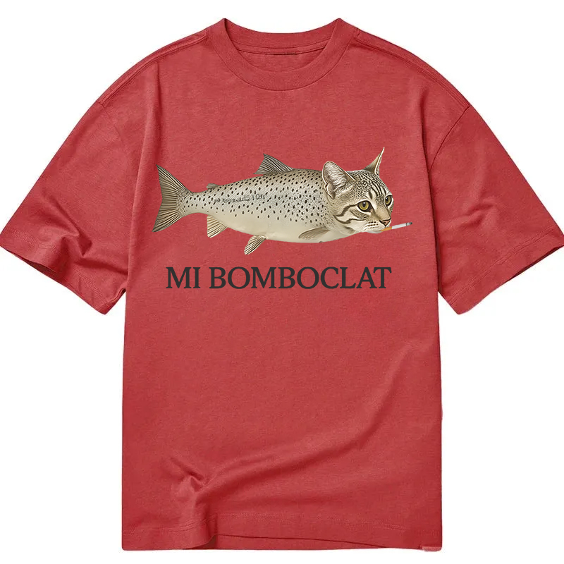 Modecanvas Bomboclat Fish Cat Meme DTG Printing Classic T-Shirt-modecanvas