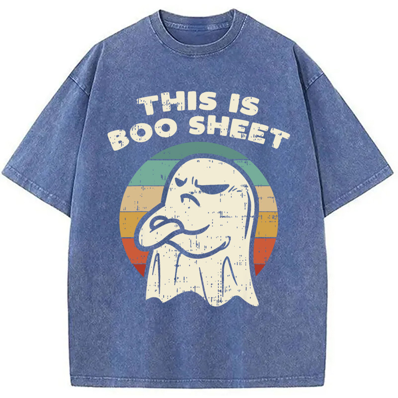 Modecanvas This Is Boo Sheet Ghost Retro Halloween Washed T-Shirt
