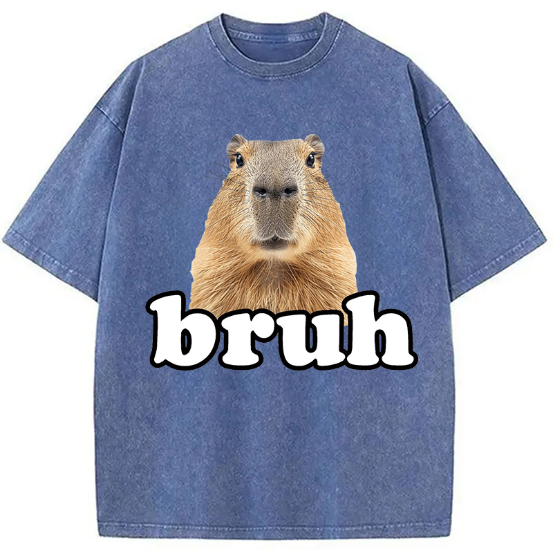 Modecanvas Bruh Capybara Washed T-Shirt
