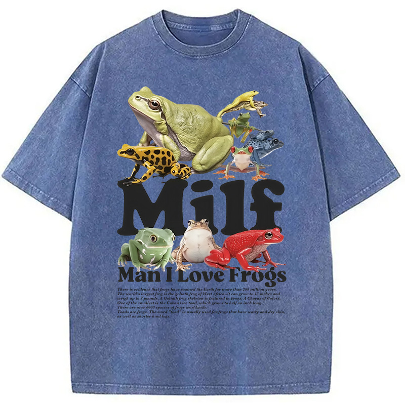 Modecanvas Man I Love Frogs Washed T-Shirt