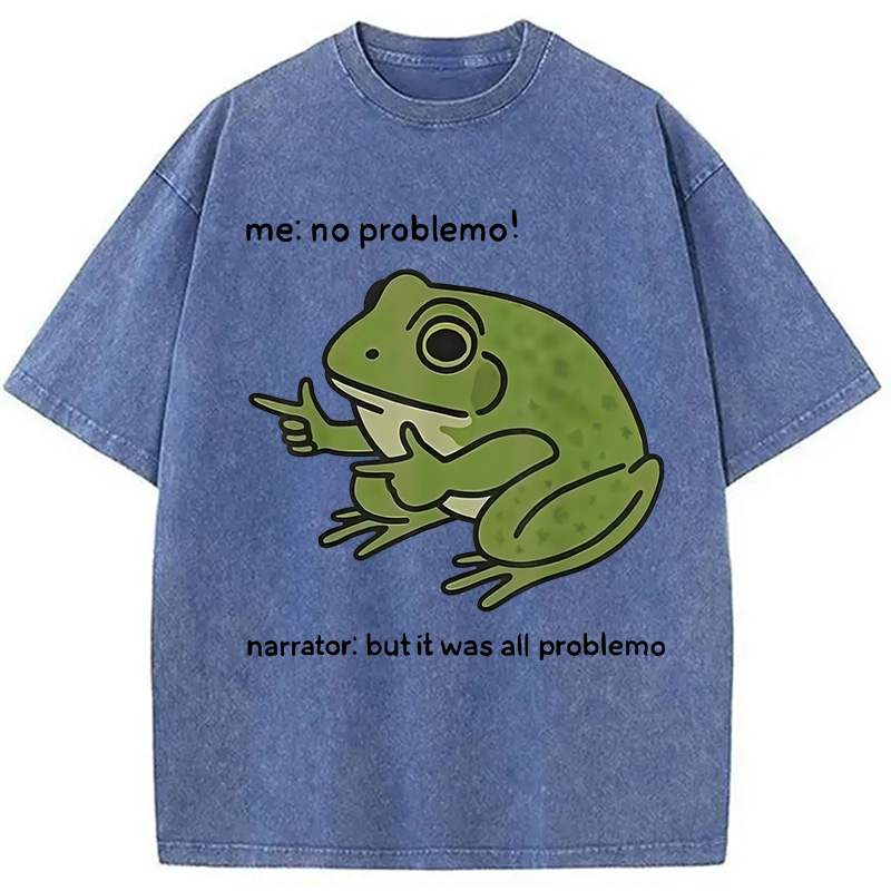 Modecanvas Stupid Frog Meme Washed T-Shirt-modecanvas