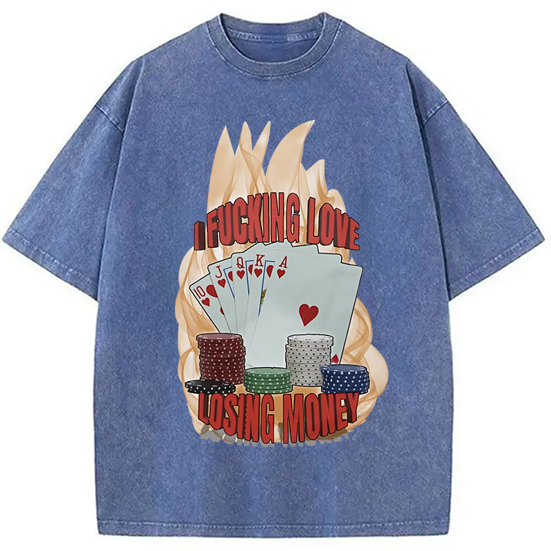 Modecanvas I Love Losing Money Washed T-Shirt-modecanvas