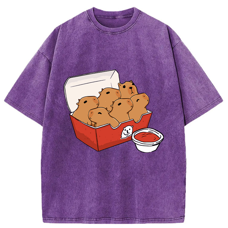 Modecanvas Capybara With Tomato Sauce Washed T-Shirt