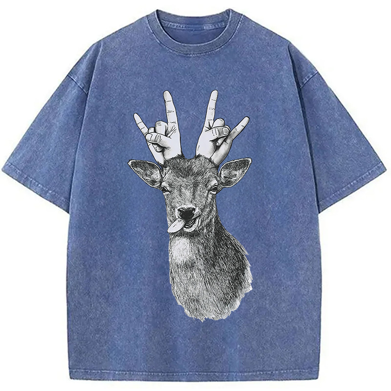 Modecanvas Party Deer Washed T-Shirt