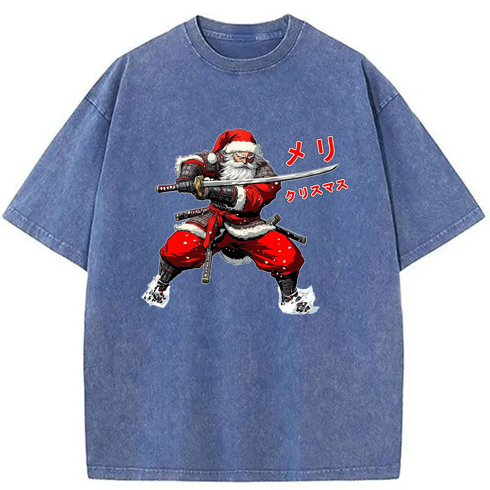 Modecanvas Samurai Santa Christmas Washed T-Shirt