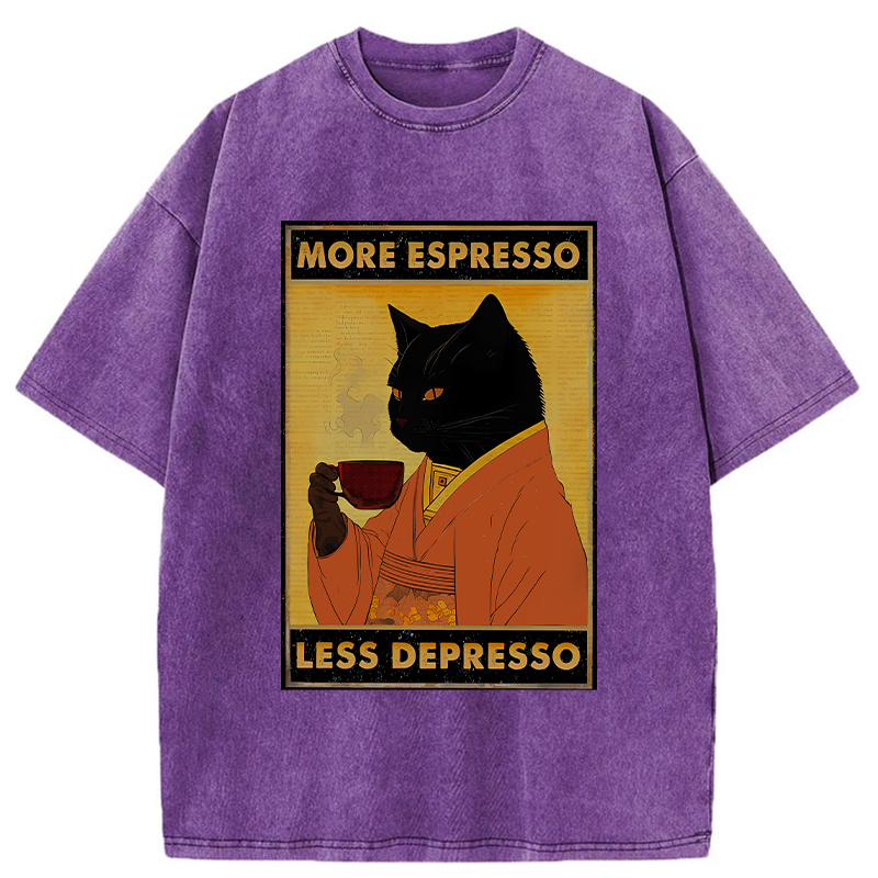 Modecanvas Increase Espresso Decrease Distress Washed T-Shirt-modecanvas