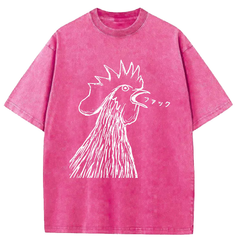 Modecanvas Funny Dirty Talking Chicken Washed T-Shirt