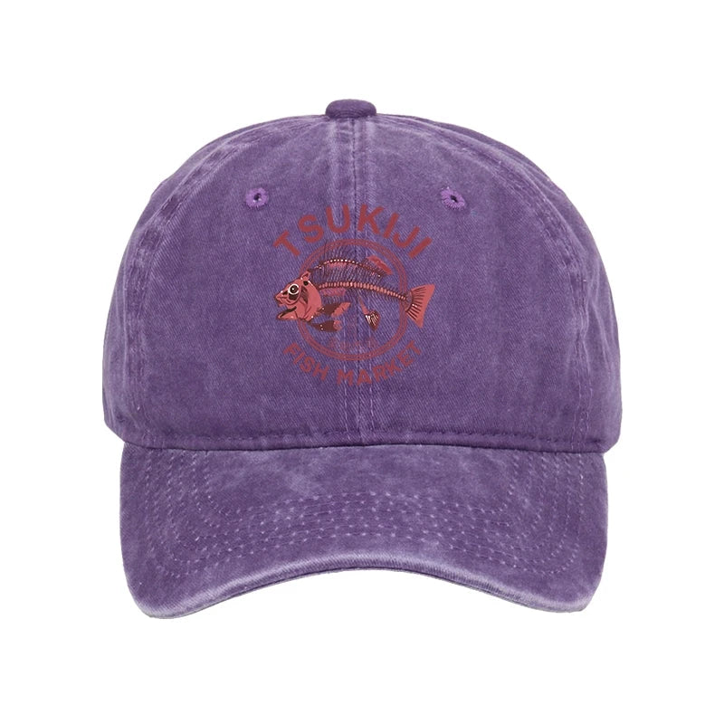 Modecanvas Tokyo Tsukiji Fish Market Vintage Japan Washed Cap-modecanvas