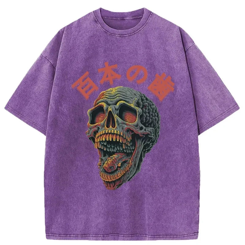 Modecanvas Terrifying And Disgusting Skull Washed T-Shirt