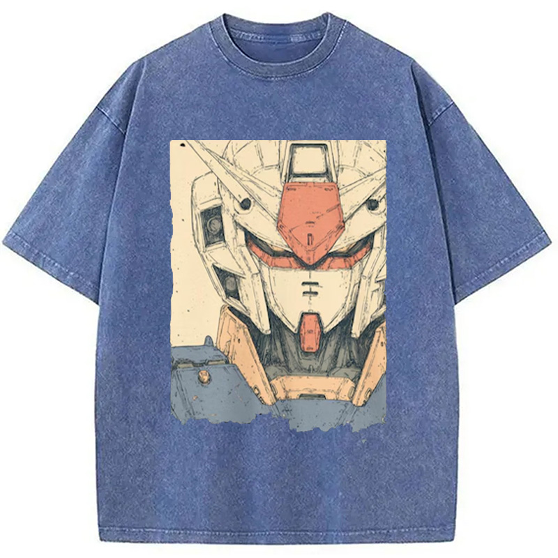 Modecanvas Hand-Drawn Mecha Robot Washed T-Shirt