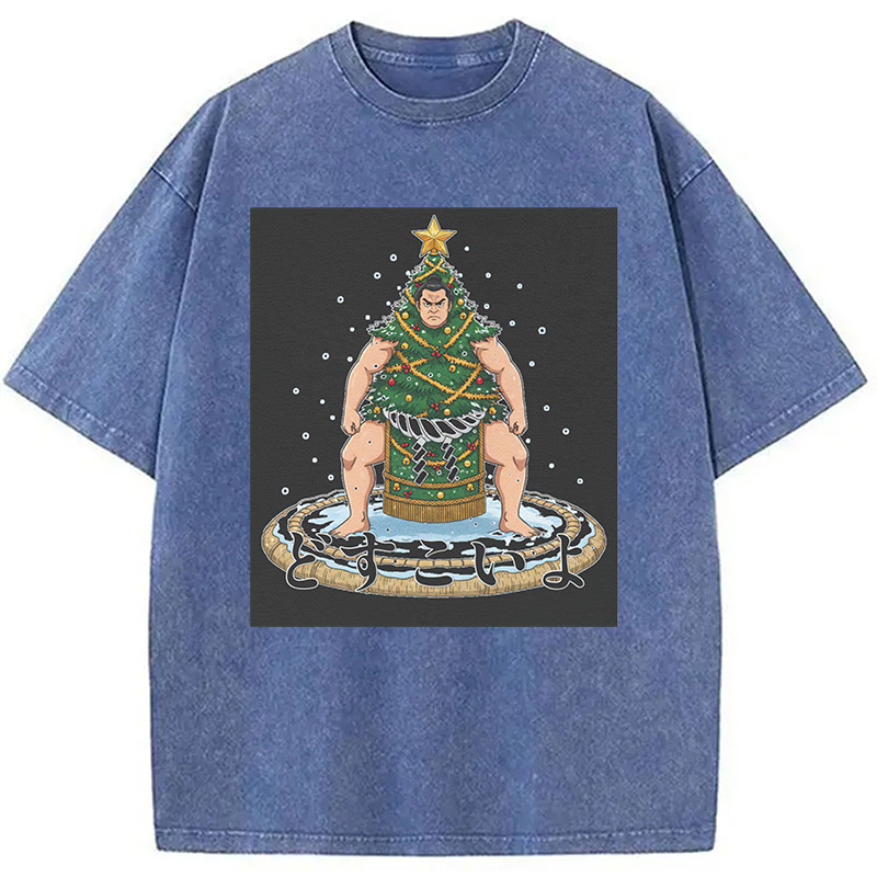 Modecanvas Horror Japanese Christmas Washed T-Shirt