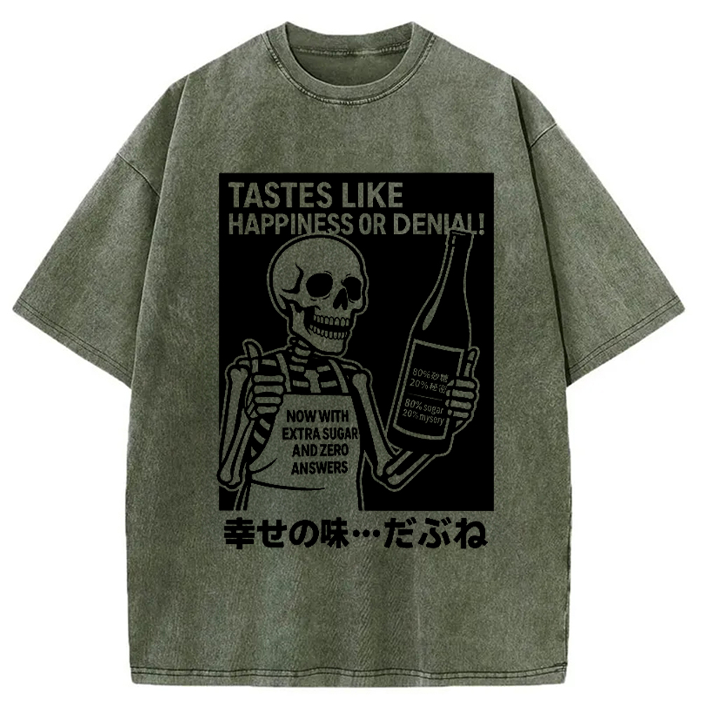 Modecanvas Taste Of Happiness Funny Washed T-Shirt