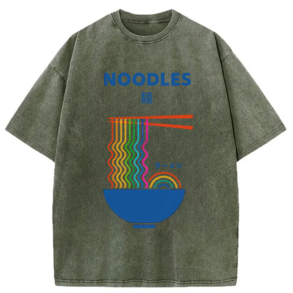 Modecanvas Rainbow Ramen Washed T-Shirt