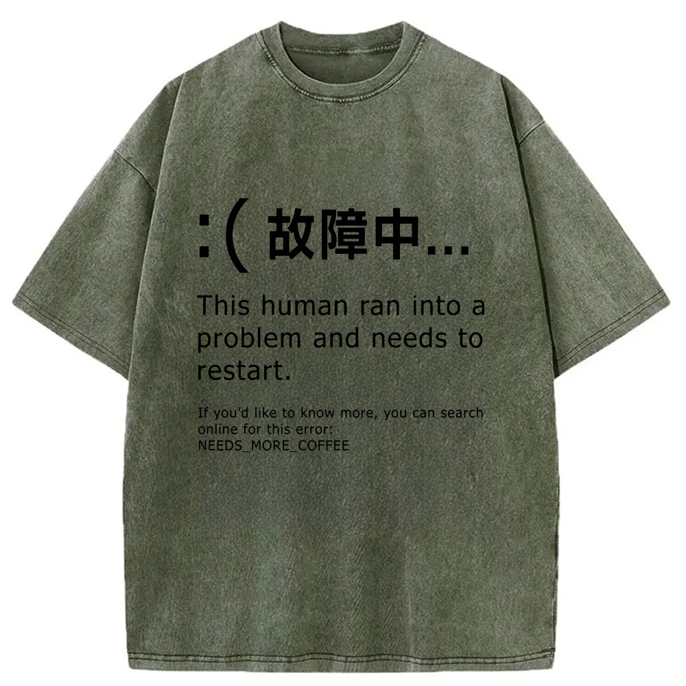 Modecanvas Human Blue Screen Failure Washed T-Shirt