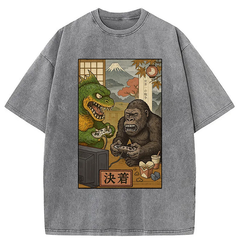 Modecanvas Monsters Play Games Washed T-Shirt