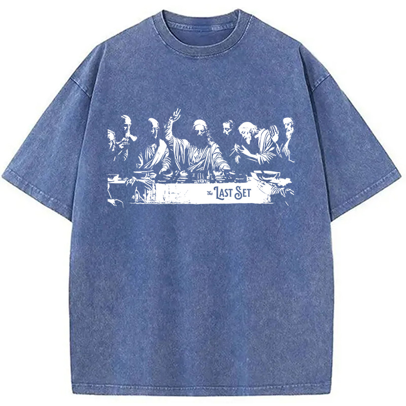 Modecanvas Jesus DJ DTG Printing Washed T-Shirt-modecanvas
