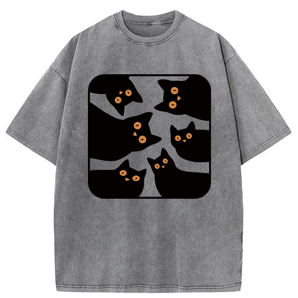 Modecanvas Cats Are Watching Washed T-Shirt