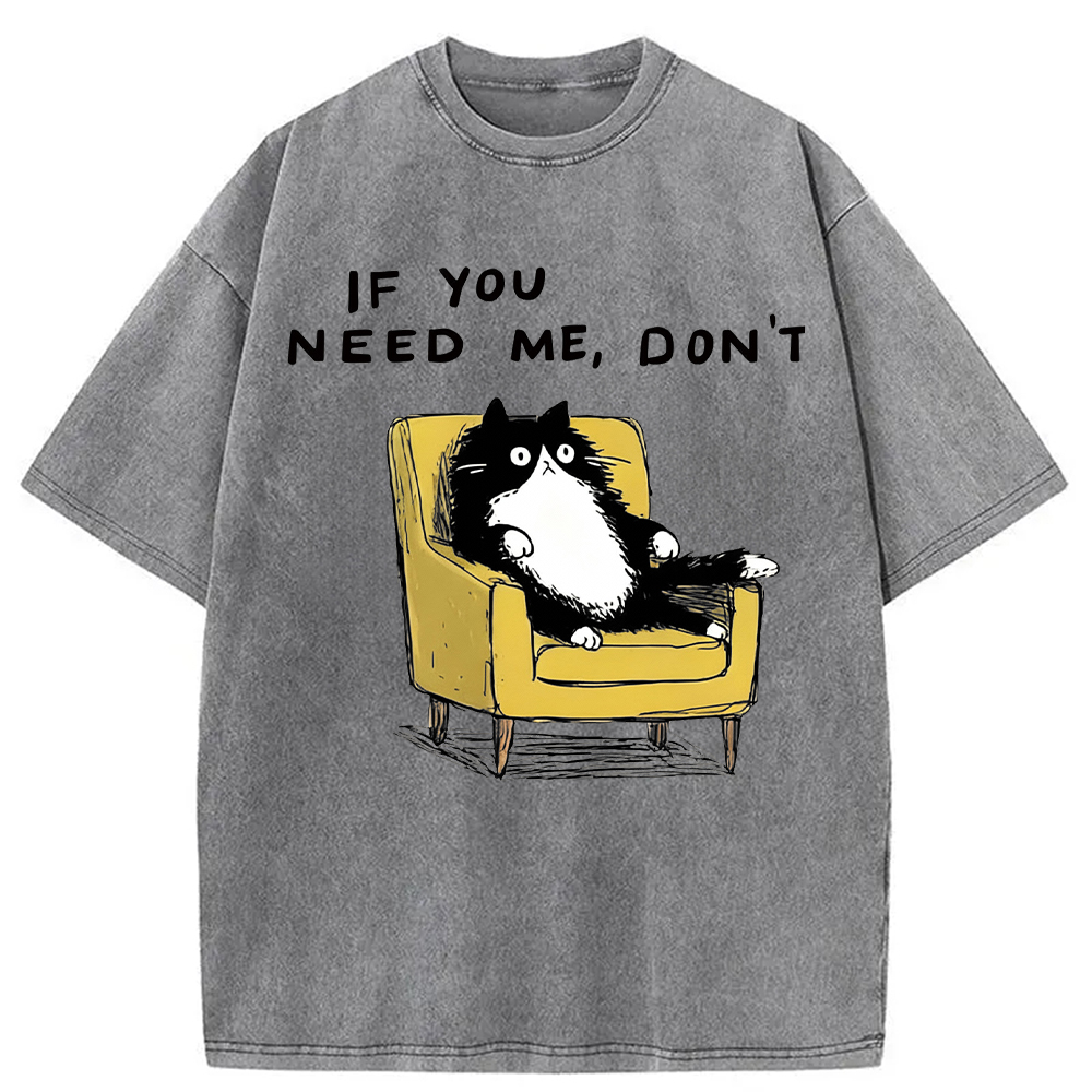 Modecanvas Unavailable Cat Washed T-Shirt-modecanvas