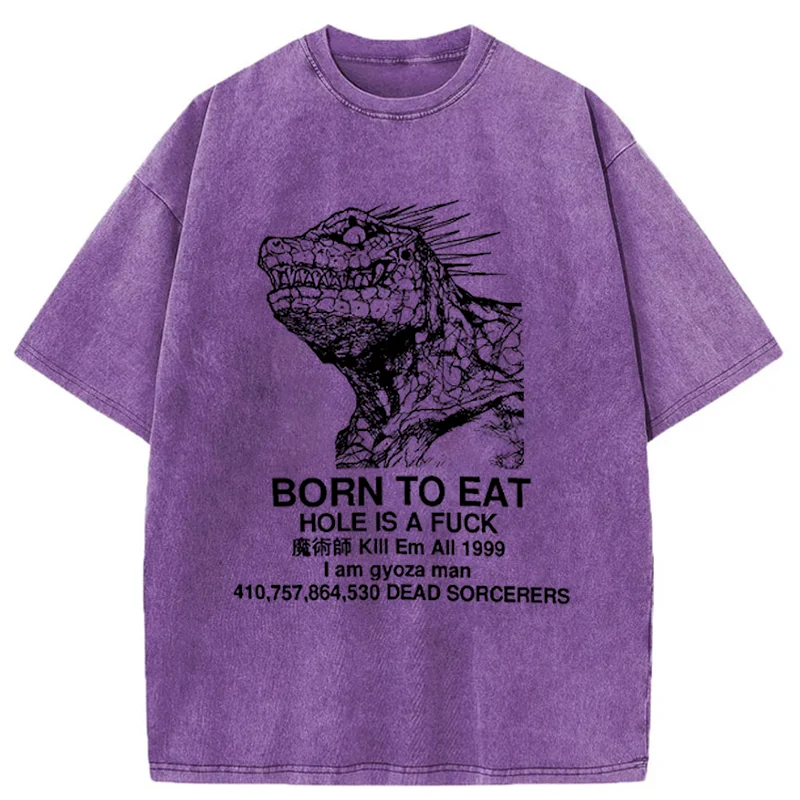 Modecanvas Born To Eat Washed T-Shirt-modecanvas