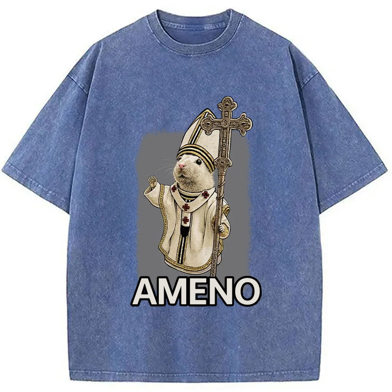 Modecanvas Papal Hamster Washed T-Shirt