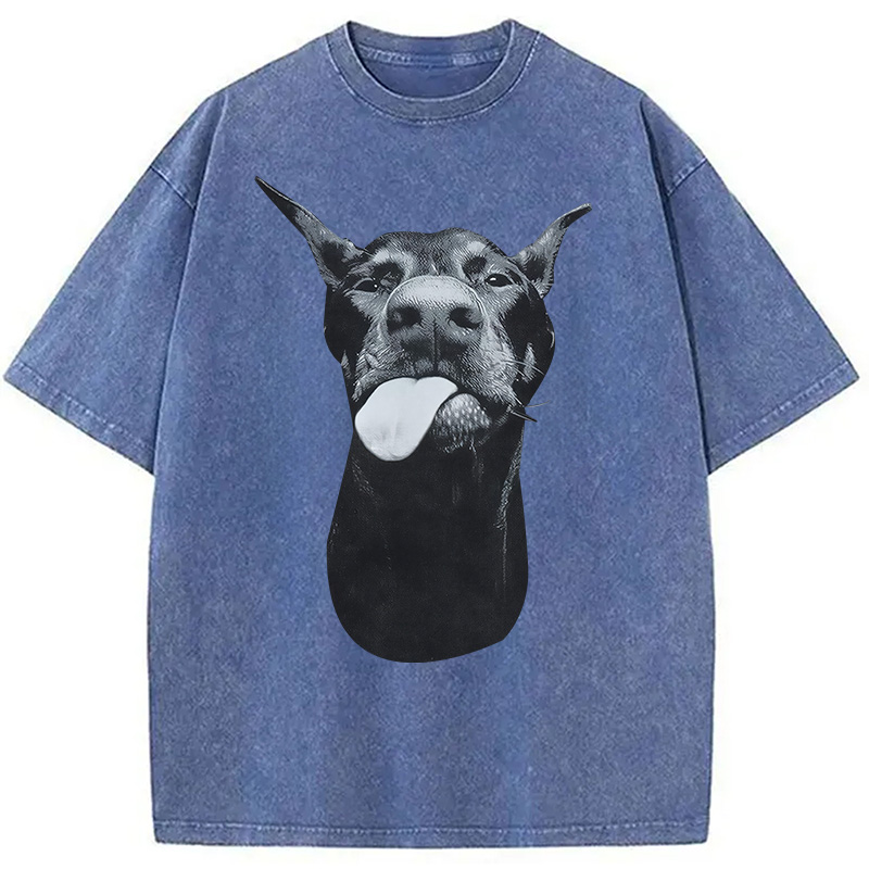 Modecanvas Dobermann DTG Printing Washed T-Shirt-modecanvas