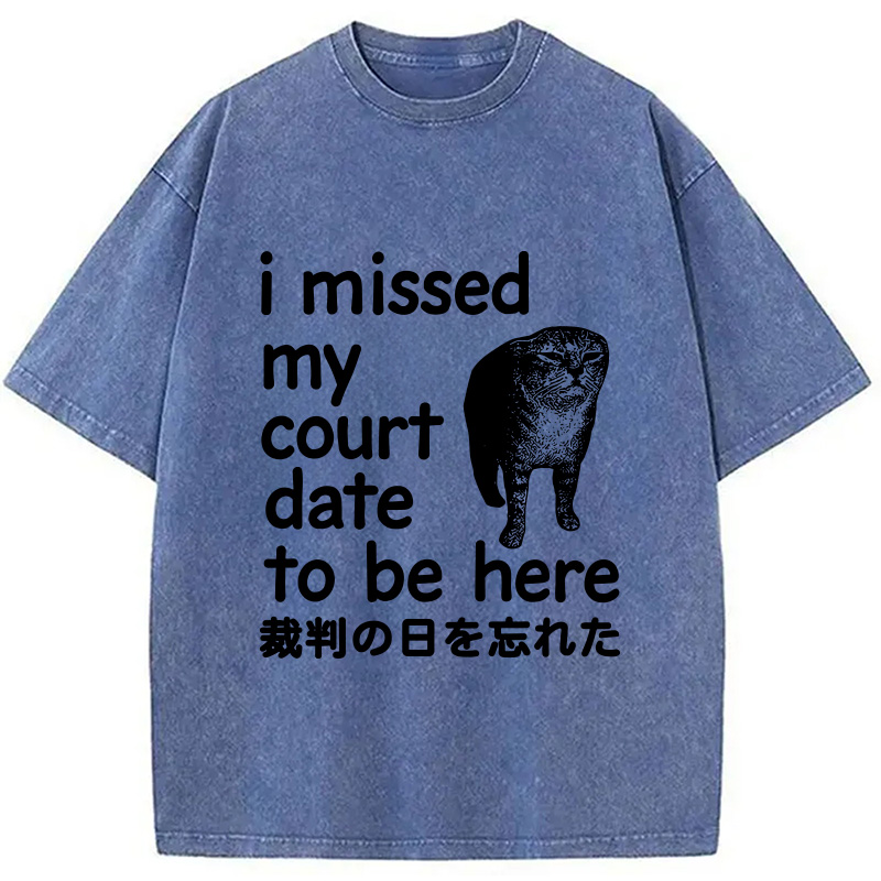 Modecanvas Funny Forgetful Cat Washed T-Shirt