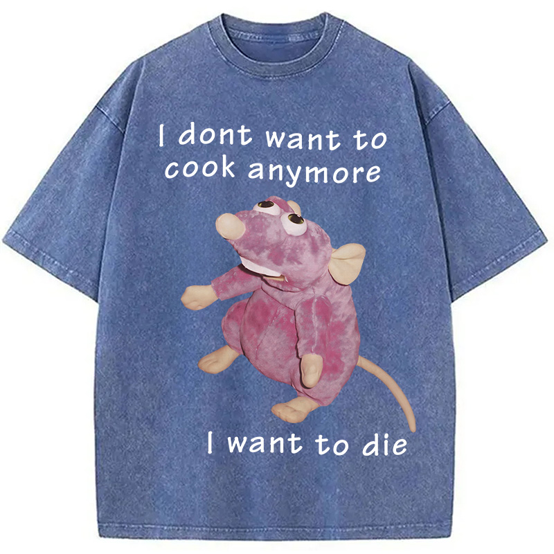 Modecanvas I Don't Want To Cook Anymore Washed T-Shirt-modecanvas