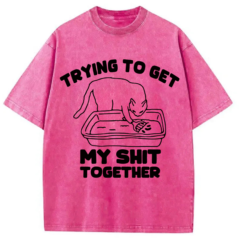 Modecanvas Cleaner Cat Washed T-Shirt