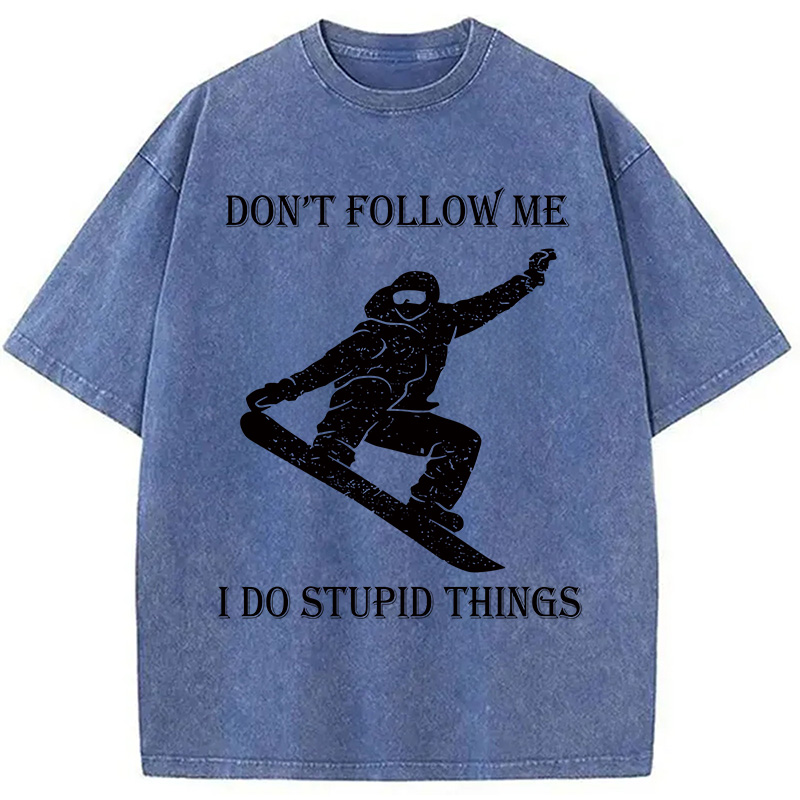 Modecanvas Winter Extreme Sports Skiing Washed T-Shirt