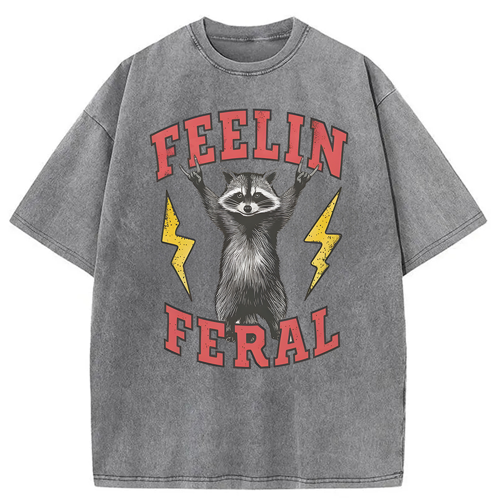 Modecanvas Feelin Feral Washed T-Shirt