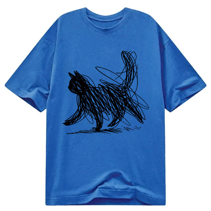 Modecanvas Minimalist Cat Art DTG Printing Classic T-Shirt-modecanvas