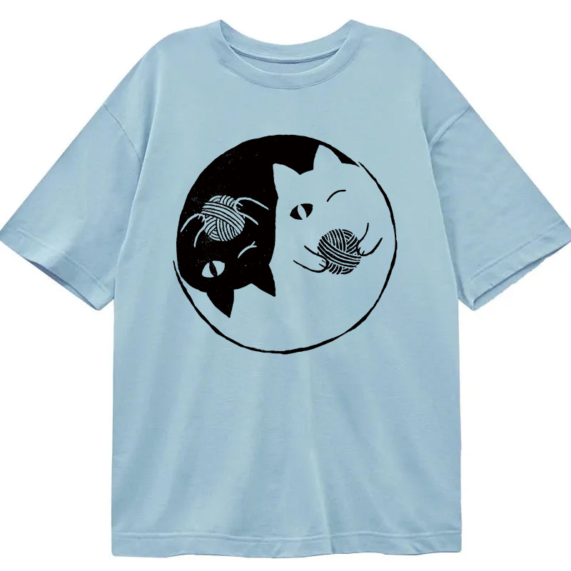 Modecanvas Yin Yarn Cat DTG Printing Classic T-Shirt-modecanvas