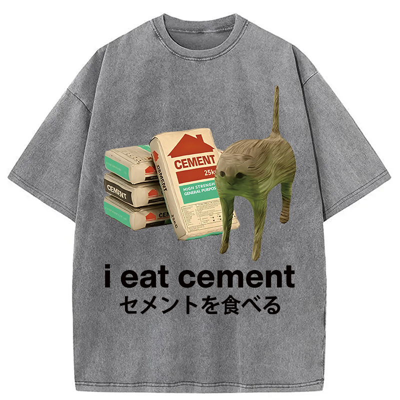Modecanvas I Eat Cement Washed T-Shirt-modecanvas