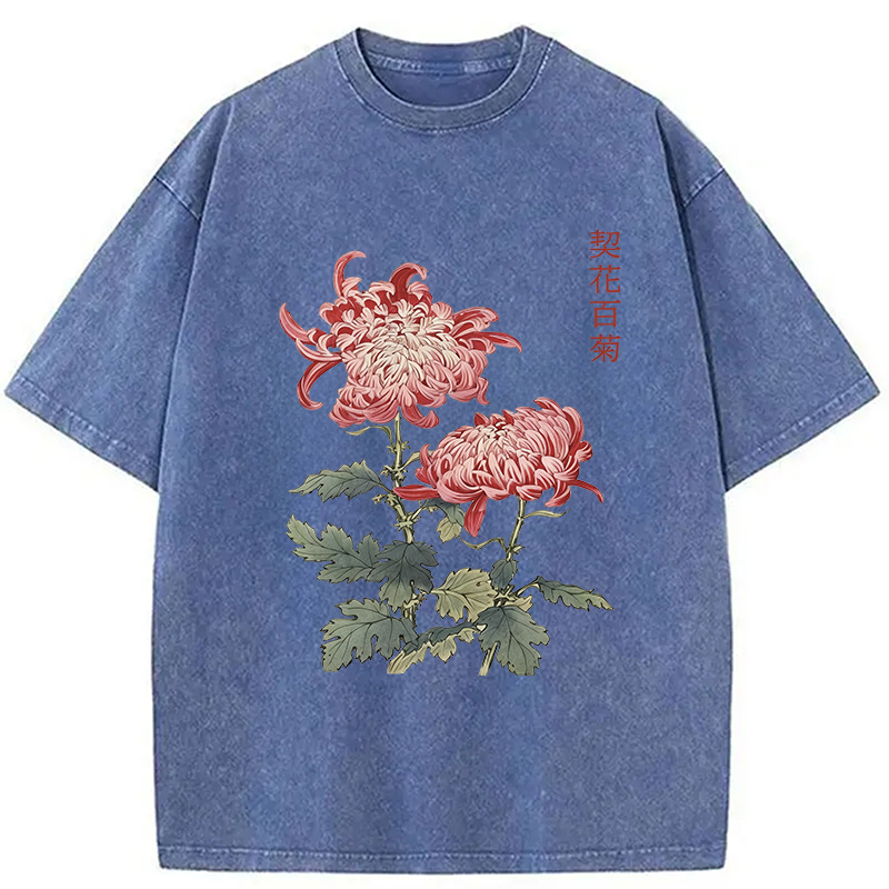 Modecanvas Chrysanthemum Floral Washed T-Shirt