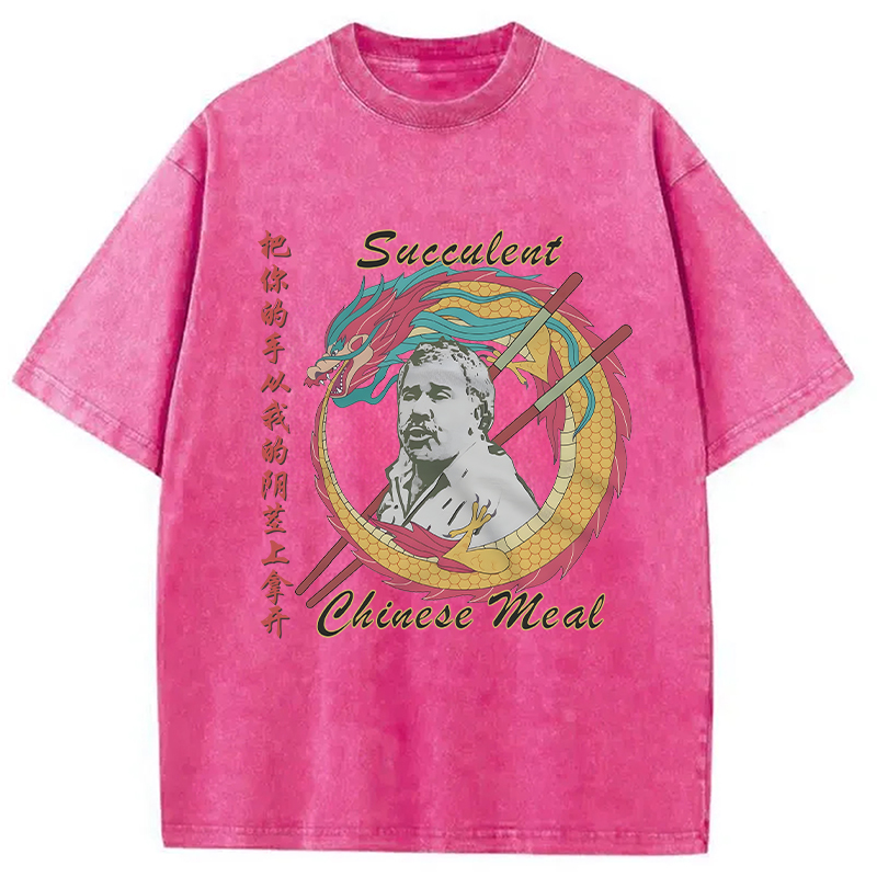 Modecanvas Succulent Chinese Meal Meme Washed T-Shirt-modecanvas