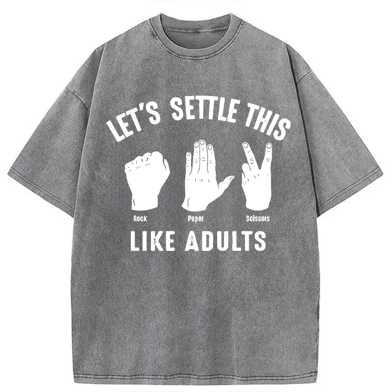 Modecanvas Solve The Problem With Rock-Paper-Scissors DTG Printing Washed T-Shirt