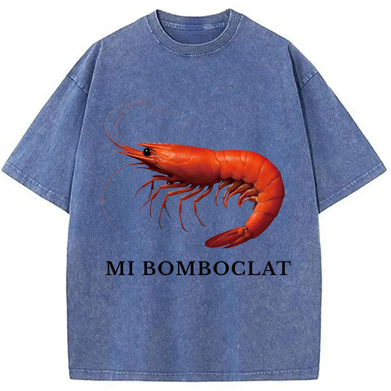 Modecanvas Mi Bomboclat Shrimp Meme Washed T-Shirt