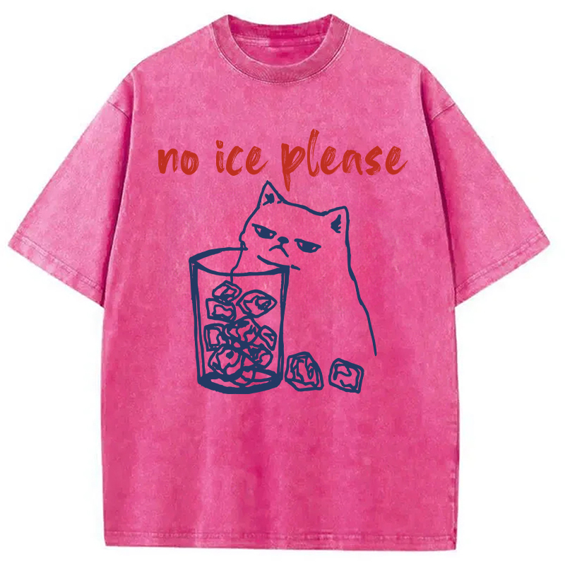 Modecanvas No Ice with Cat DTG Printing Washed T-Shirt