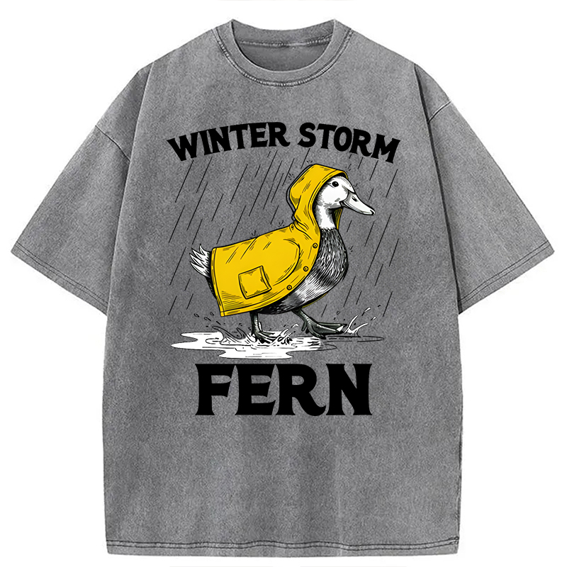 Modecanvas Winter Storm Fern 2026 DTG Printing Washed T-Shirt