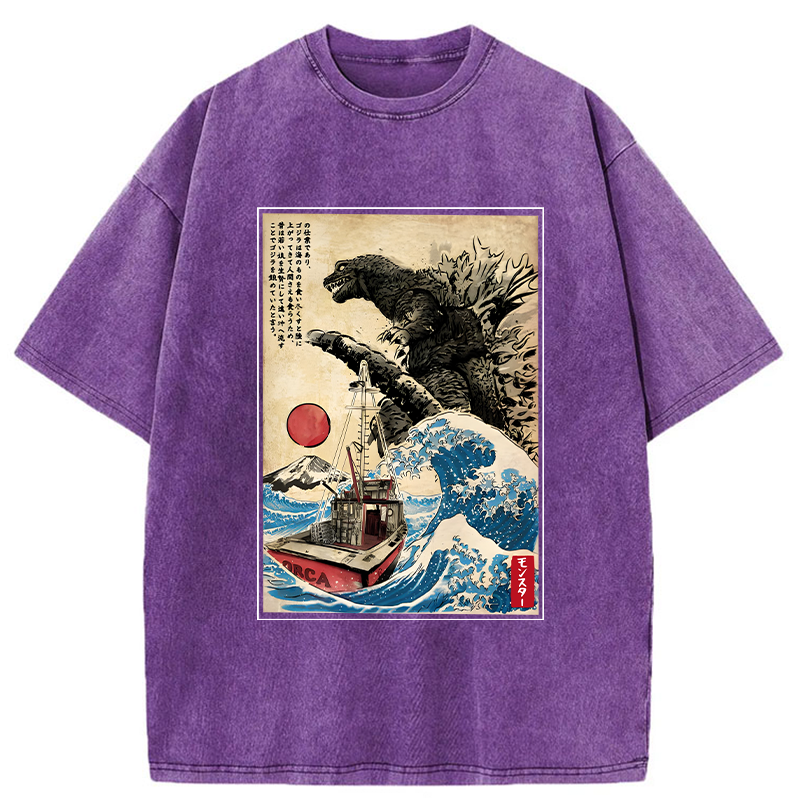 Modecanvas Orca in Japan Wave Washed T-Shirt