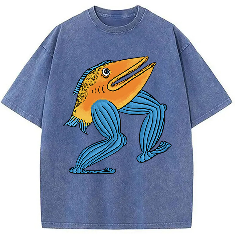 Modecanvas Leg Fish DTG Printing Washed T-Shirt